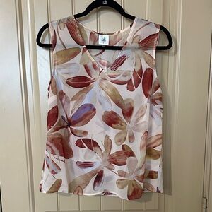 CAbi Floral Sheer Sleeveless Blouse Golden Rule Amplify Top size S New!